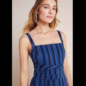 Anthropologie Nicola Striped Denim Jumpsuit